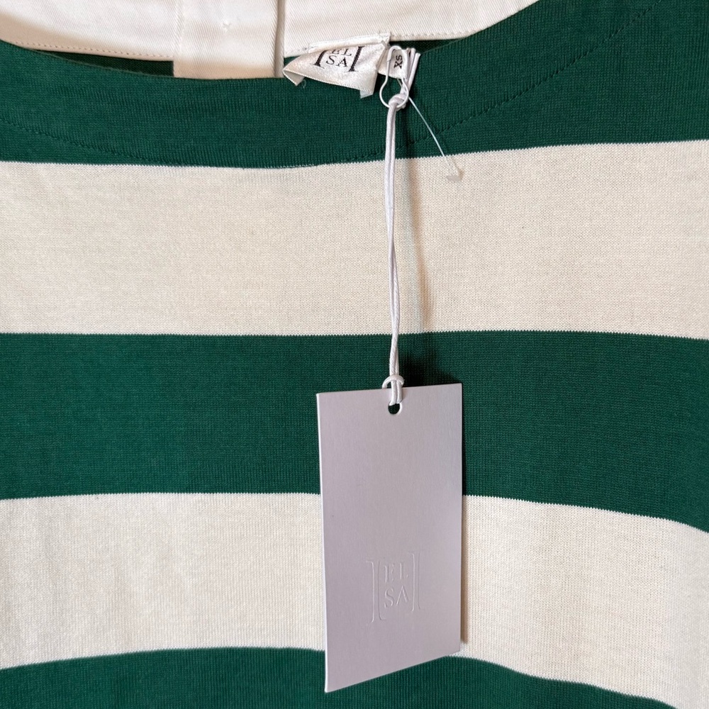 Helsa Rugby Organic Cotton Mini Dress Green Ivory Stripe NWT Size XS - Picture 5 of 8